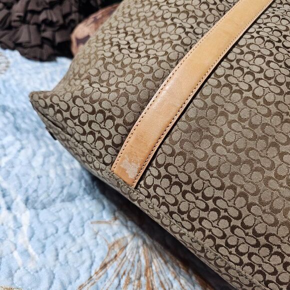 Vintage Coach Y2K Hamptons Large Travel Tote Bag Purse in Signature Jacquard - Picture 3 of 13